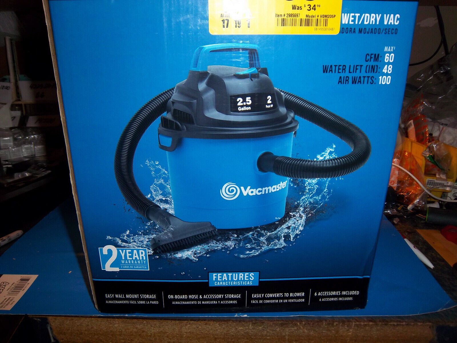 New Vacmaster Vom205p 2.5 Gal. Portable Wet/dry Vac Free Shipping