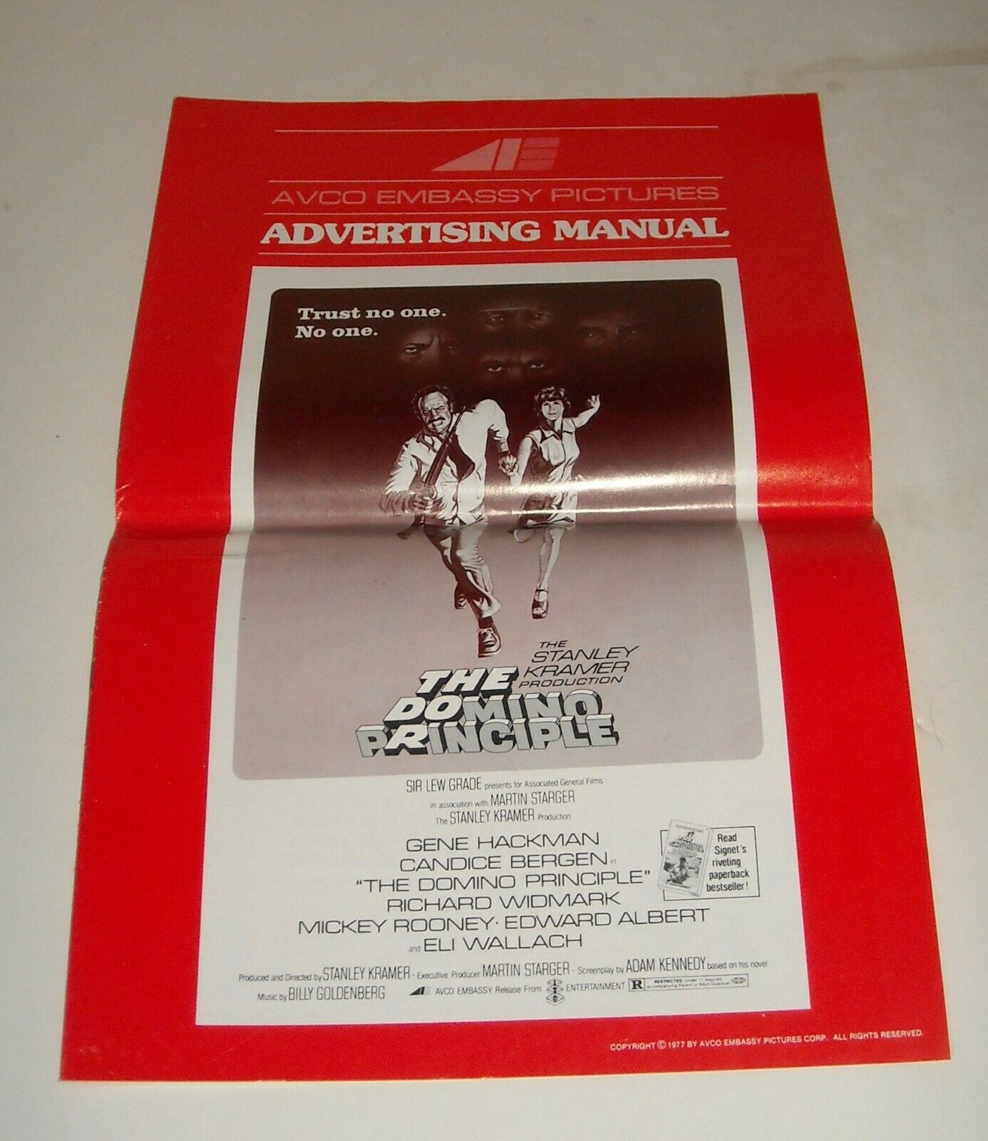 1977 The Domino Principle Promo Movie Press Book Pressbook Gene Hackman