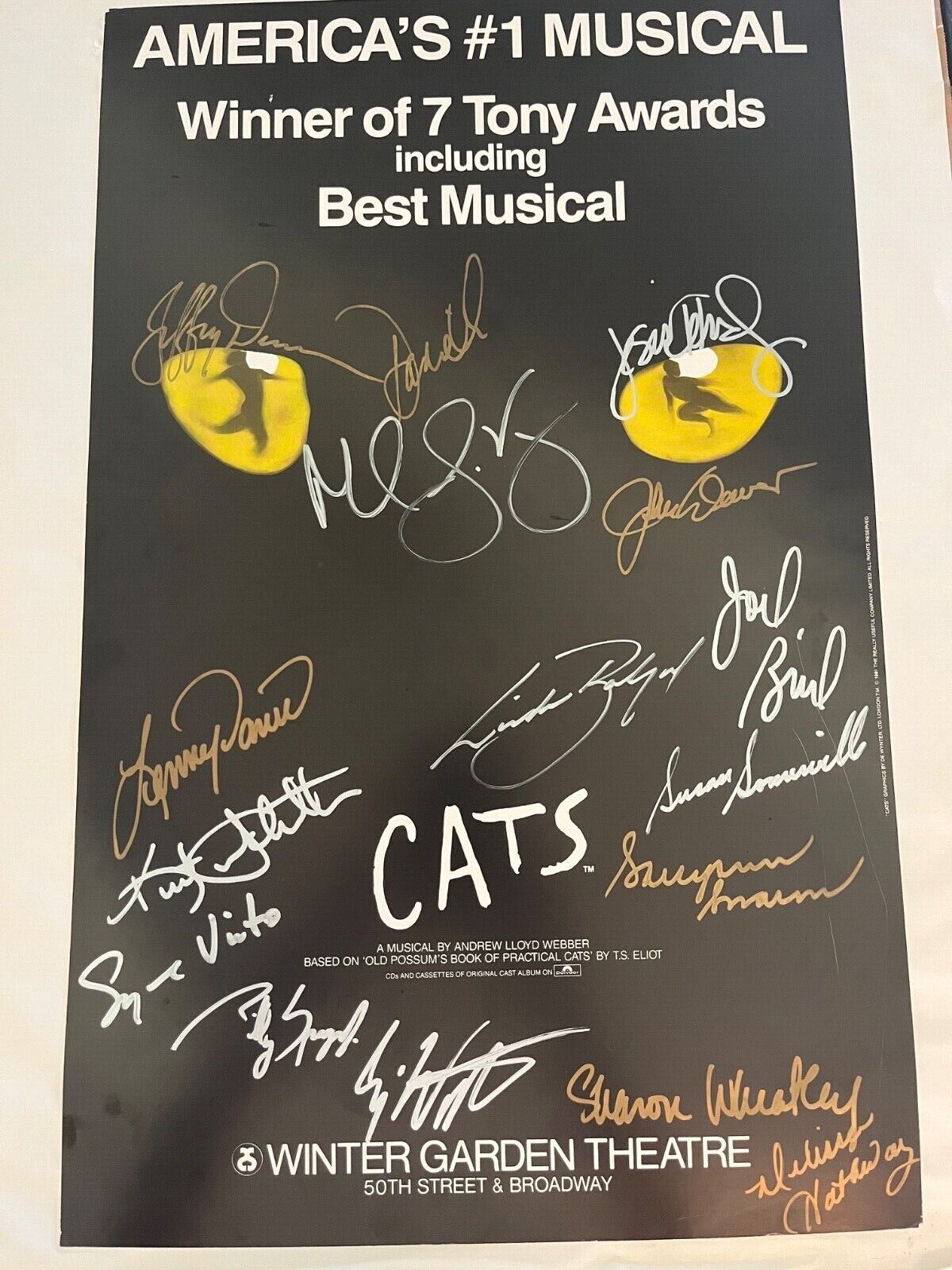 Cats At The Garden Theater Cast Signed Poster 1998 The Musical